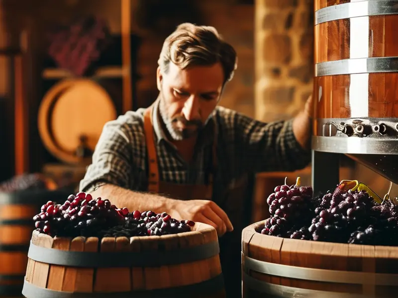 专业酿酒师演示红酒发酵过程