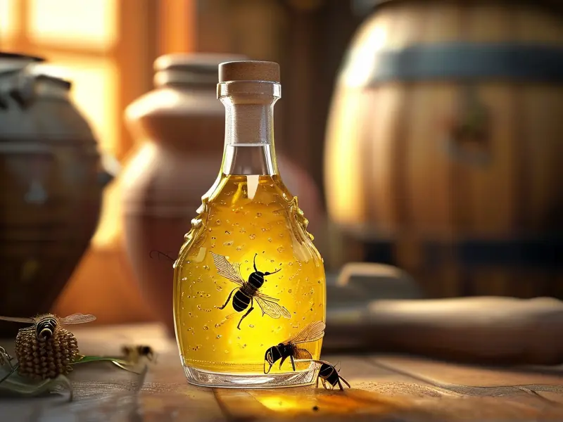 传统工艺制作的黄蜂酒展示