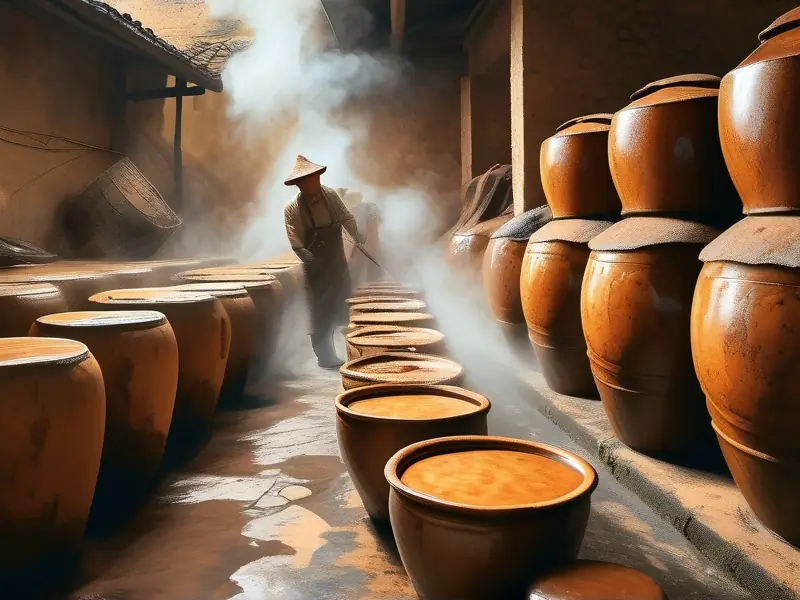 传统酱香白酒酿制工艺现场实拍