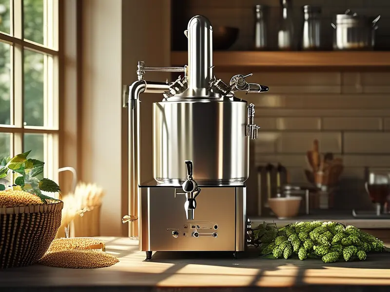 家庭厨房使用的专业酿酒设备特写
