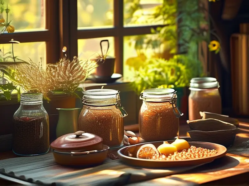 家庭酿酒设备与原料摆放示意图