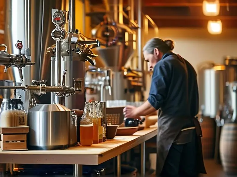 酿酒师操作精酿啤酒设备