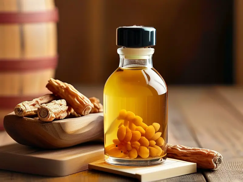 泡制好的酒黄精酒与干燥酒黄精切片