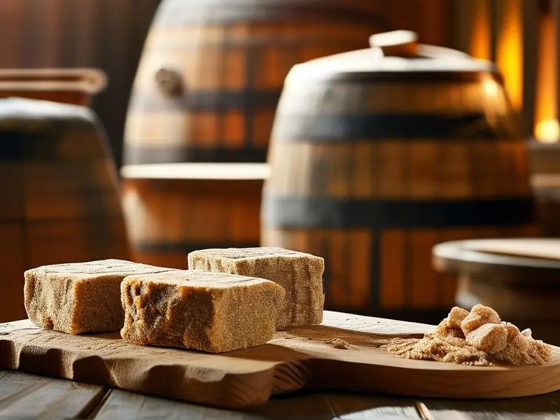 传统酒曲制作过程特写