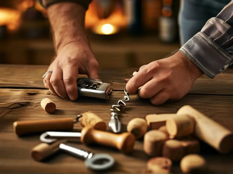 开酒盖小窍门示意图，展示多种开酒盖工具和方法