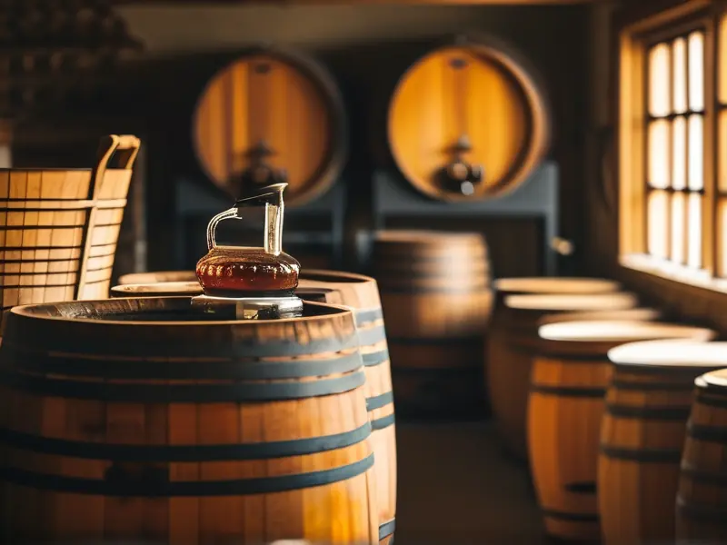 酿酒师检查苦荞酒发酵过程