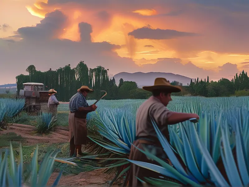 墨西哥传统龙舌兰田与酿酒厂