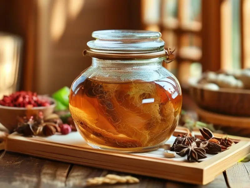 传统鹿筋酒泡制过程展示