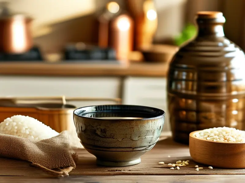 米酒酿制实践作业的原料与成品展示