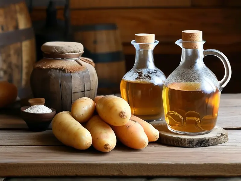 传统木薯酒制作原料与发酵过程展示