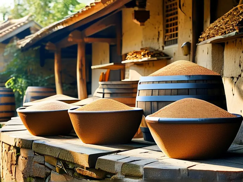 传统酿酒曲制作过程实拍图