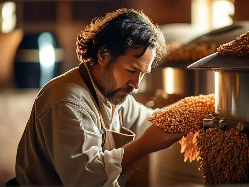 酿酒师检查清香型白酒发酵过程