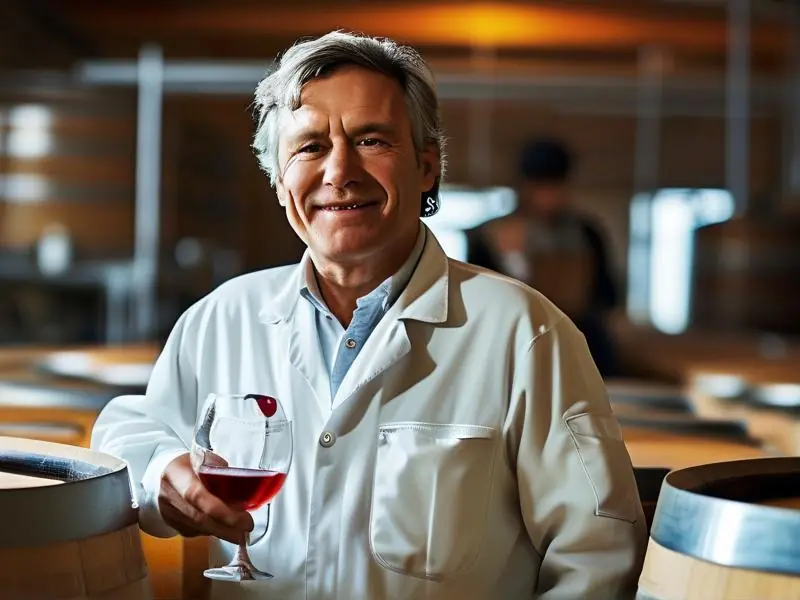 酿丰酒业创始人阎钰在酿酒车间工作