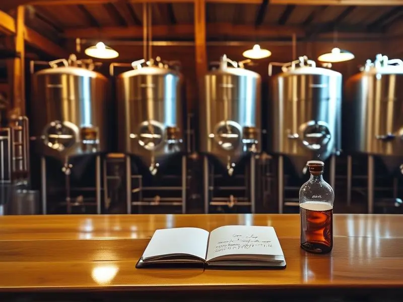 酿酒师在酒窖中学习专业英语术语的场景