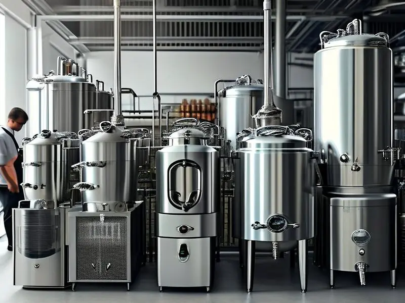 不同型号的酿酒设备展示