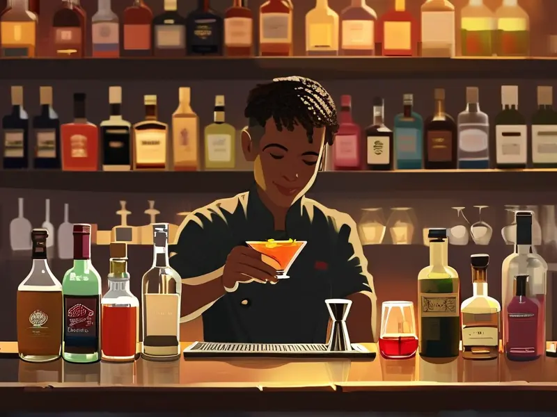 学员在调酒培训班上学习调制鸡尾酒