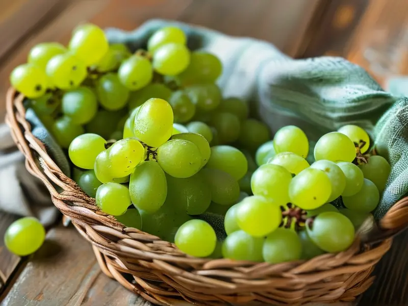 新鲜青葡萄与自制青葡萄酒的对比展示