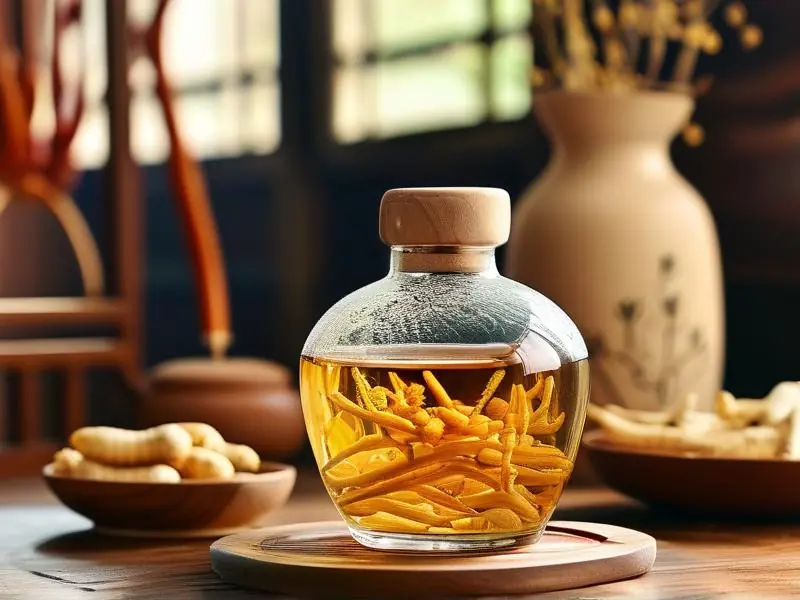 传统人参泡酒制作过程展示