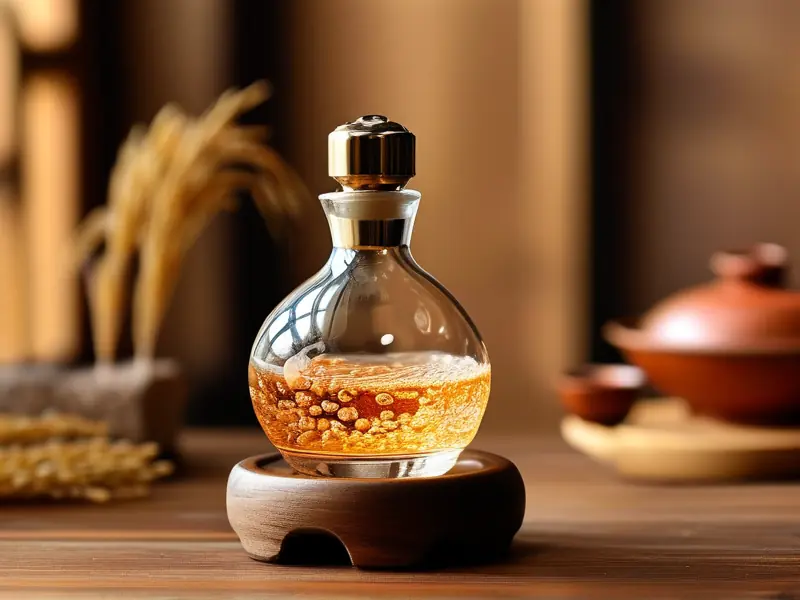 纯粮食酒与谷物背景