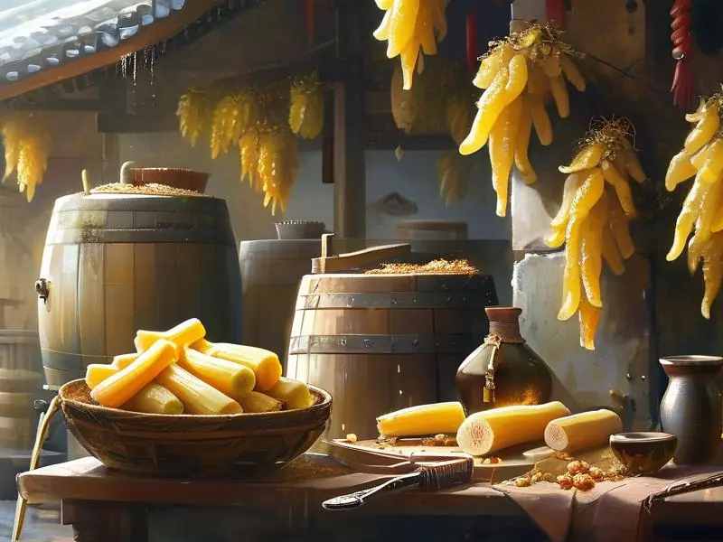 酿酒师制作酒黄精的过程