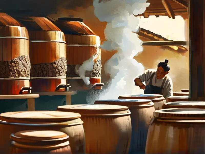 传统烧酒酿造过程展示