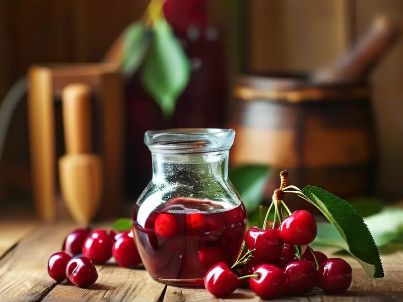 家庭自制樱桃酒原料与发酵过程实拍