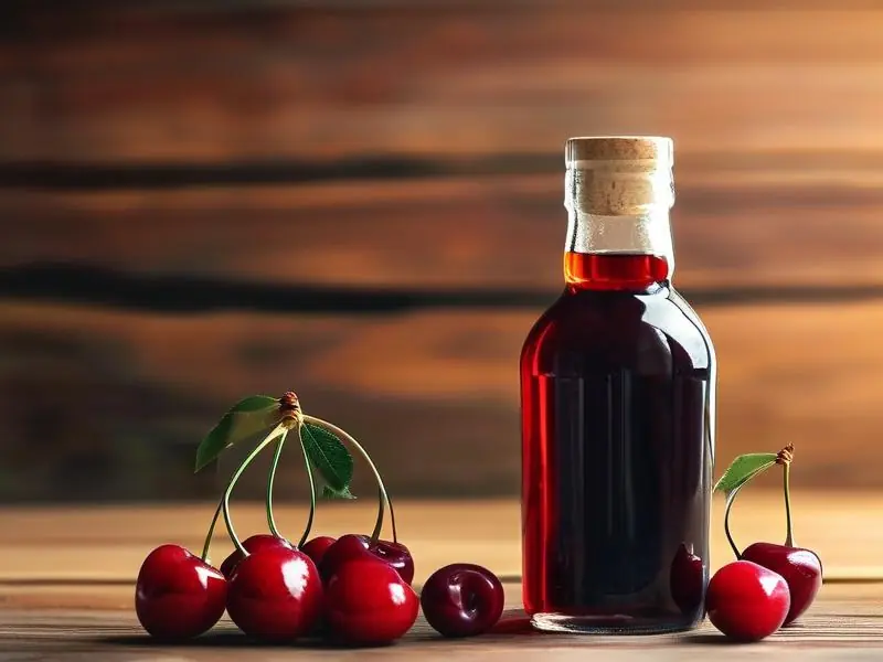 新鲜樱桃与自制樱桃酒的对比展示