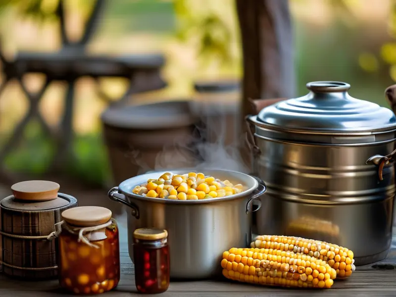 玉米酿酒原料和工具展示