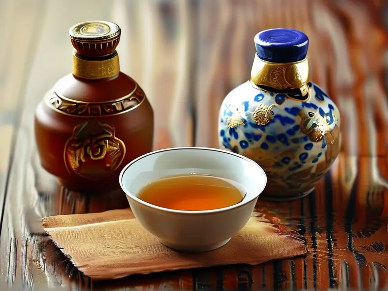 粮食酒与酒精勾兑酒对比图,展示观察酒花、闻香气等鉴别方法
