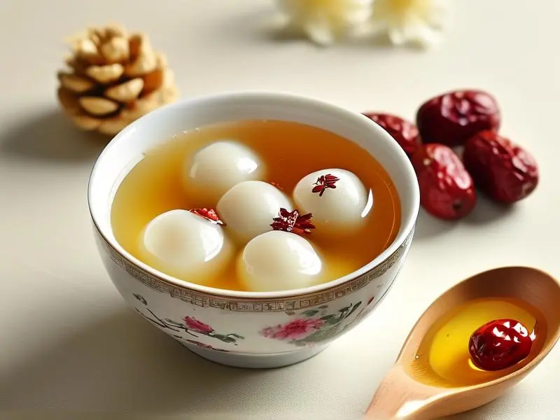 传统家常酒酿汤圆成品展示