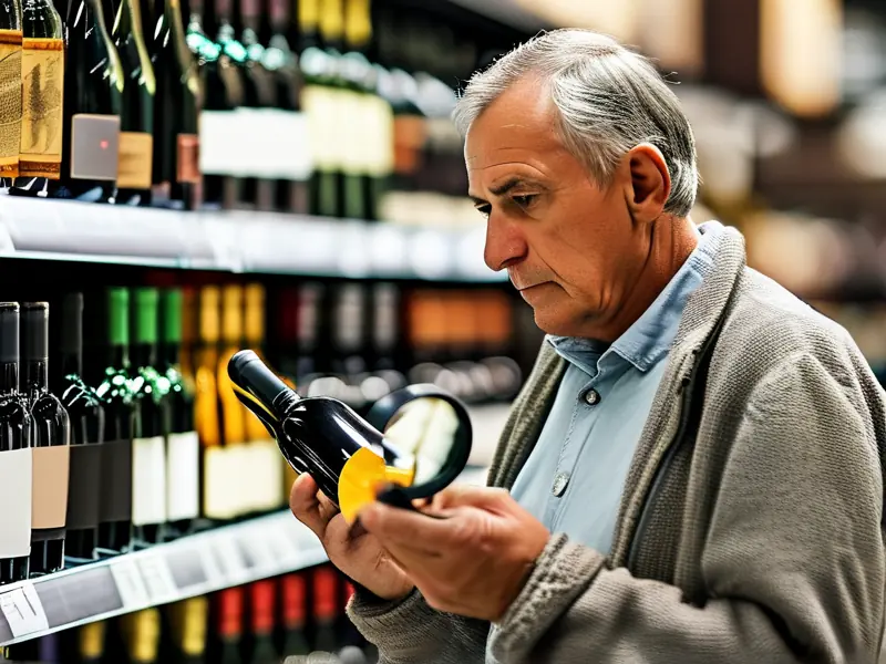 消费者在超市选购粮食白酒的实景照片