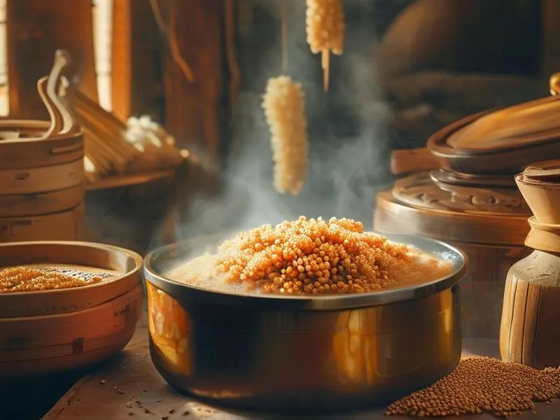 整粒高粱酒的蒸煮过程