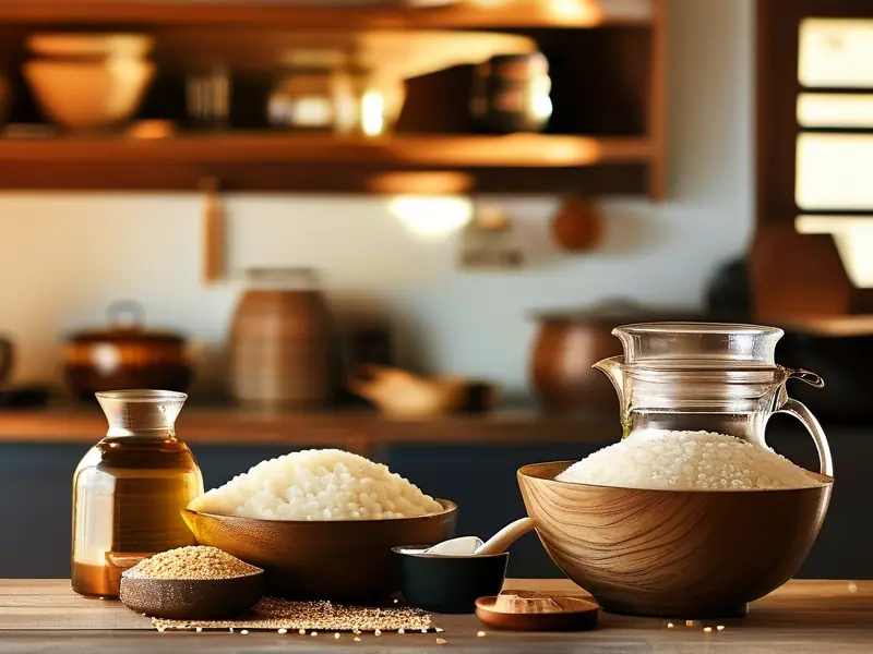 甜白酒制作原料展示