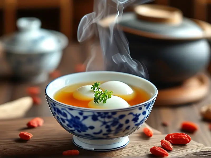 传统甜酒煮鸡蛋成品特写