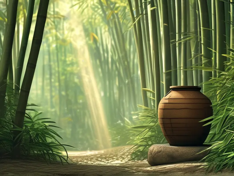 竹叶酿酒的传统工艺与自然场景