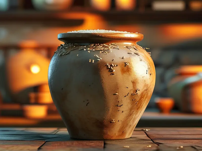 传统陶缸发酵米酒过程实拍图