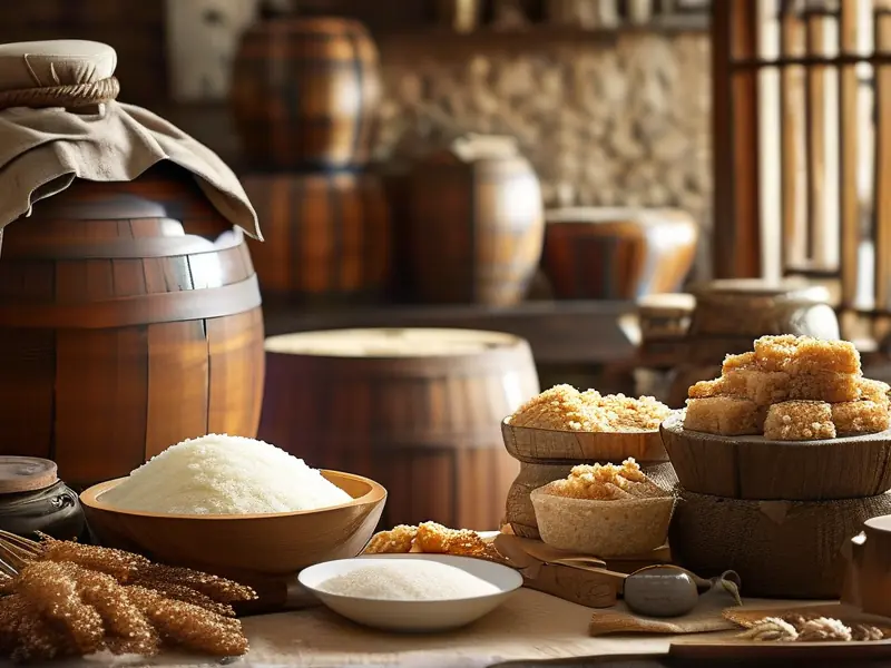 酿酒师检查甜酒发酵过程