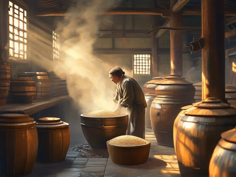 传统白酒酿造工艺现场
