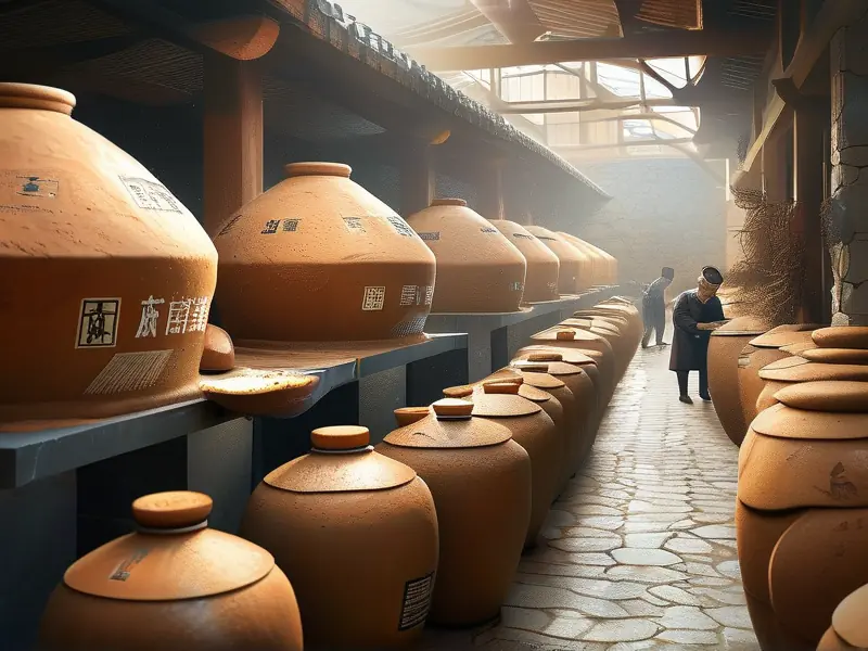 传统工艺白酒酿造现场与国家标准文件展示
