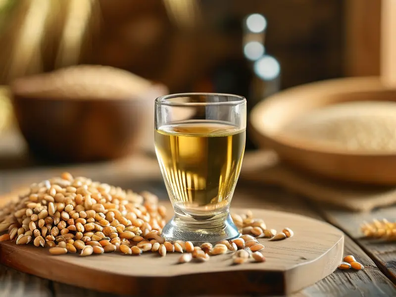 纯粮酿造白酒与粮食原料对比图