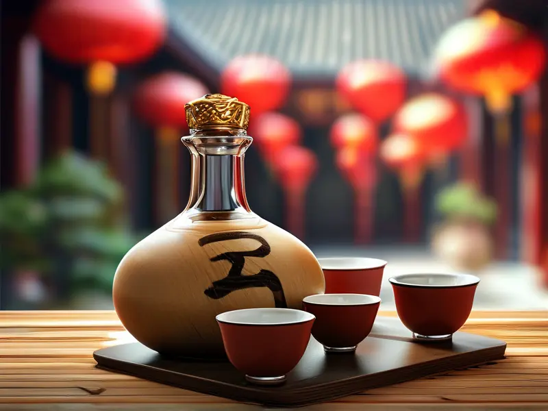 中国传统白酒与酒杯摆设