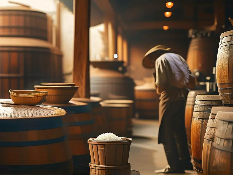 酿酒师检查白酒发酵过程