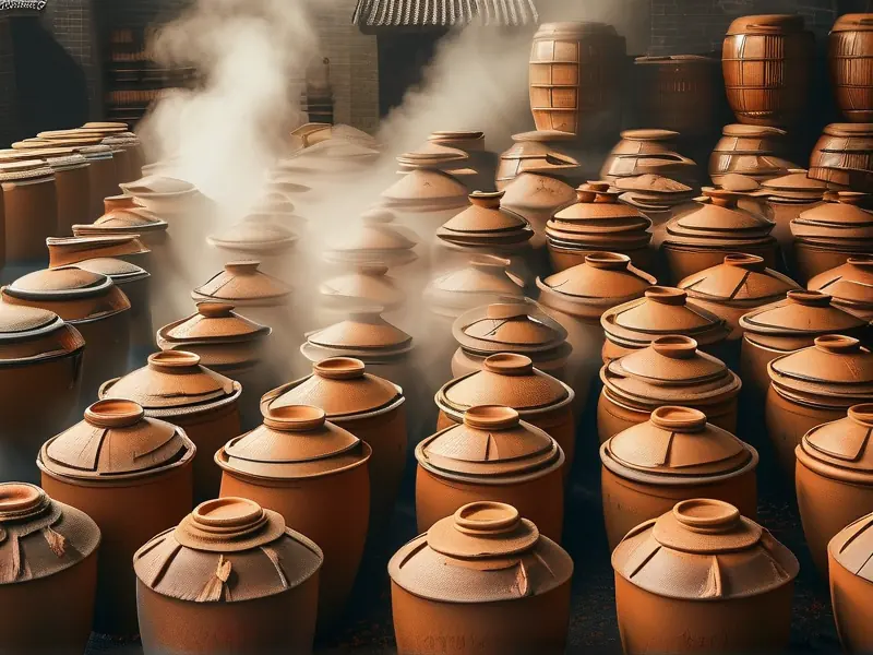 传统纯粮酱香酒酿造过程实拍