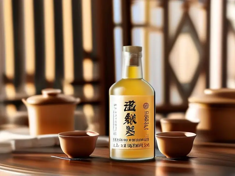 纯粮食白酒瓶身标签特写，展示执行标准代码与原料信息