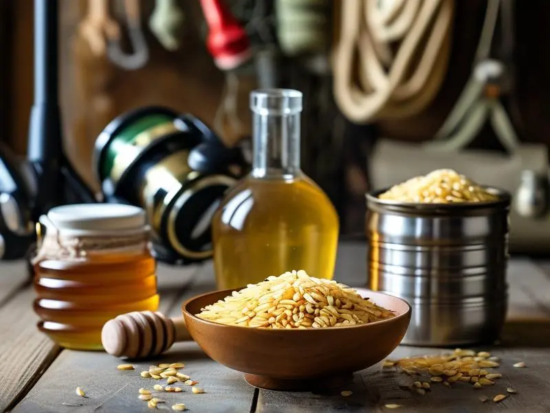 自制打窝酒米原料与成品展示