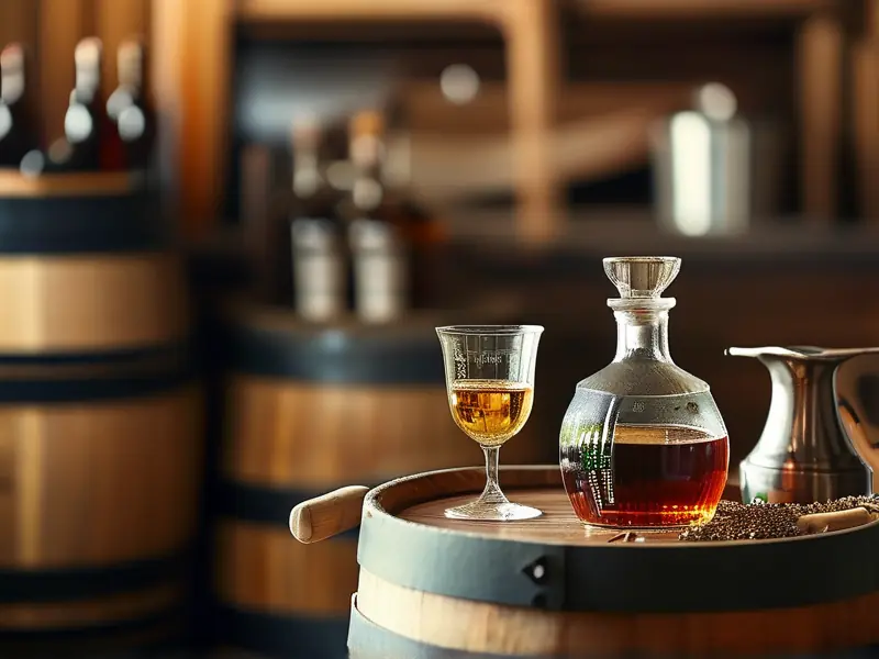 酿酒师勾兑新酒的场景