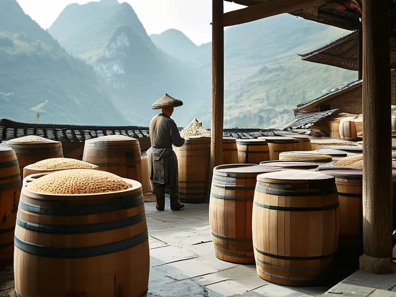 贵州传统酿酒作坊内景