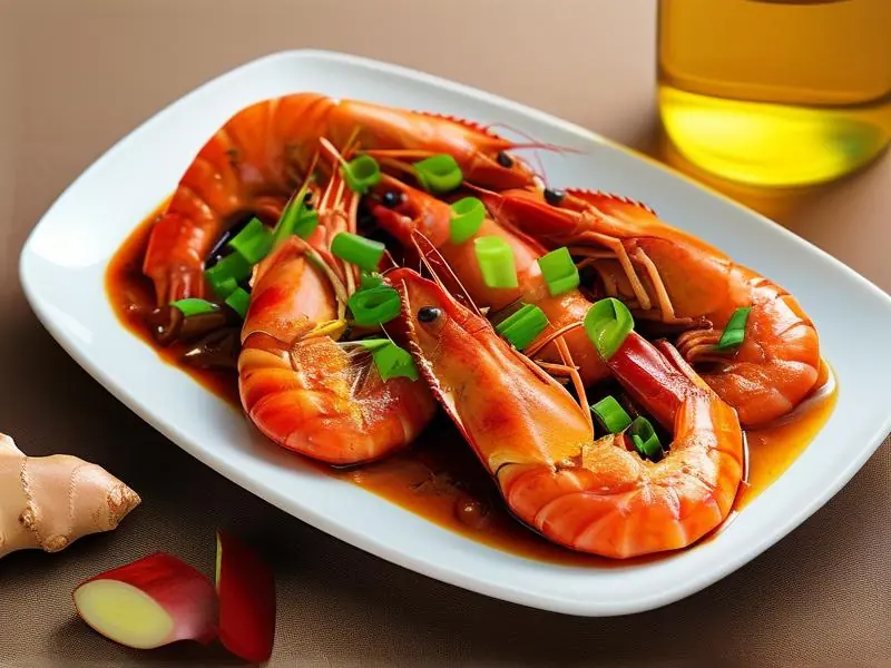 色香味俱全的酒炖虾成品图