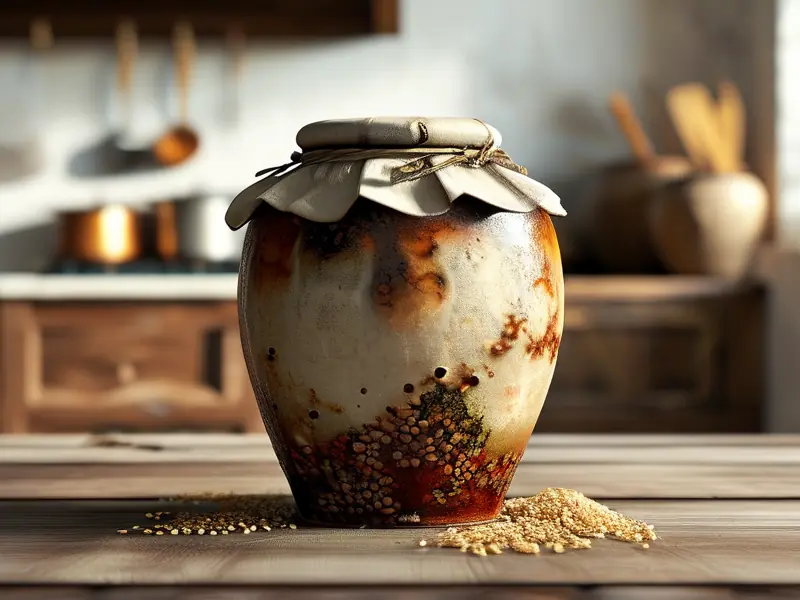 传统老米酒发酵过程实拍图