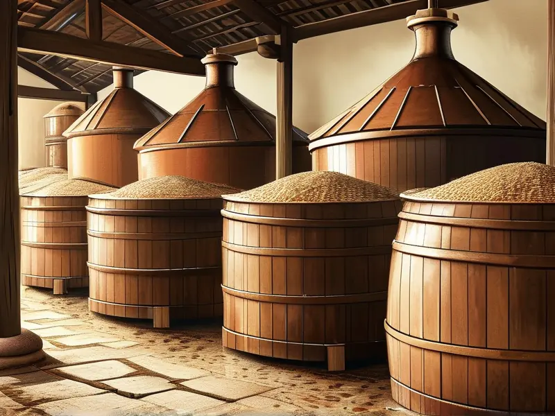 传统粮食酒酿造工艺展示图